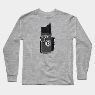 Vintage 1950s Twin Lens Camera - Side View Open Hood Long Sleeve T-Shirt